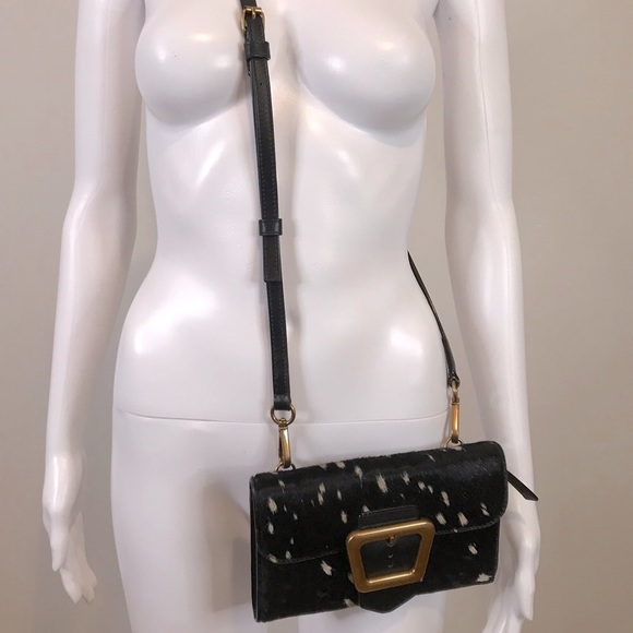 Sam Edelman DALLIE Black Genuine Leather Hair Calf Mini Shoulder Clutch Purse - Picture 5 of 5